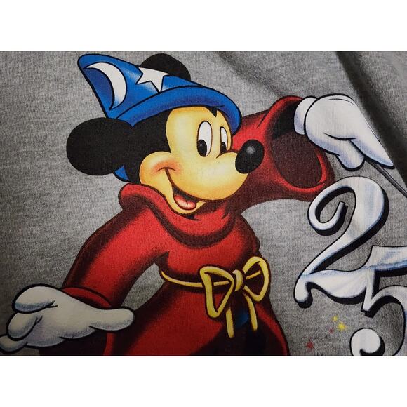 Vintage Walt Disney World Sweatshirt Small Gray Mickey 25th Anniversary Fantasia - Picture 7 of 8